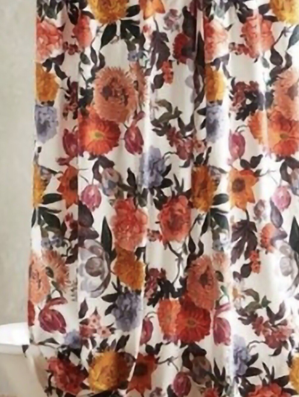 ANTHROPOLOGIE Botanical Floral Shower Curtain Cotton Floral Print Bath 72x68